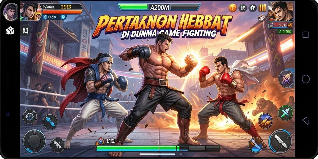 Tampilan gameplay A200M yang mendebarkan dalam pertarungan Fighting.