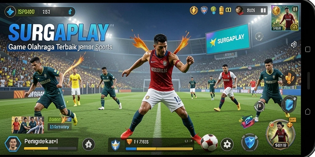 Tampilan gameplay SURGAPLAY dengan aksi olahraganya yang menarik.
