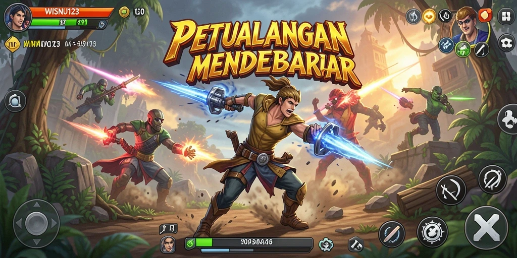 Screenshot gameplay <strong>WISNU123</strong> menunjukkan aksi seru saat bertarung melawan musuh.